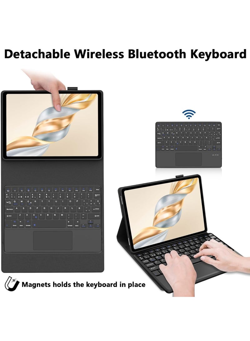 جراب كيبورد عربي/إنجليزي مع لوحة لمس لهونر Pad X9a مقاس 11.5 إنش (موديل 2025)، كيبورد بلوتوث مغناطيسي قابل للفصل مع تراكباد، غطاء حماية لهونر Pad X9a مع لوحة مفاتيح لاسلكية - Image 3